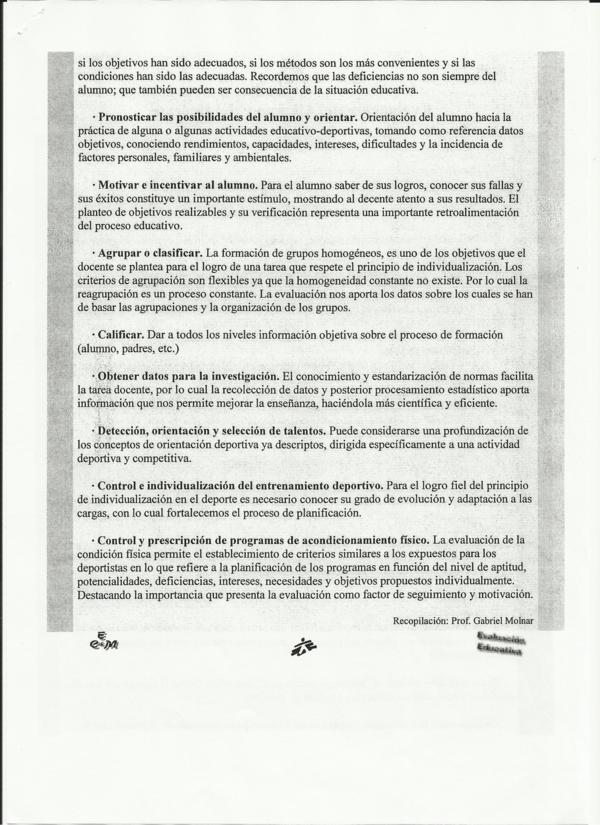 Evaluación educación física